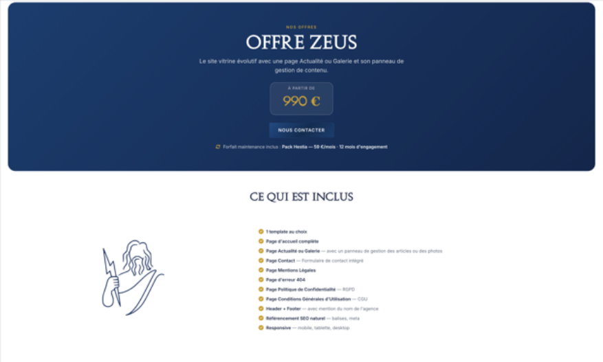 Offre Zeus — Le site vitrine évolutif à partir de 990 €